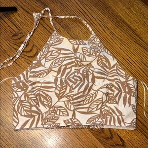 House of Harlow 1960 Cream and Brown Cropped Halter Top Size 10